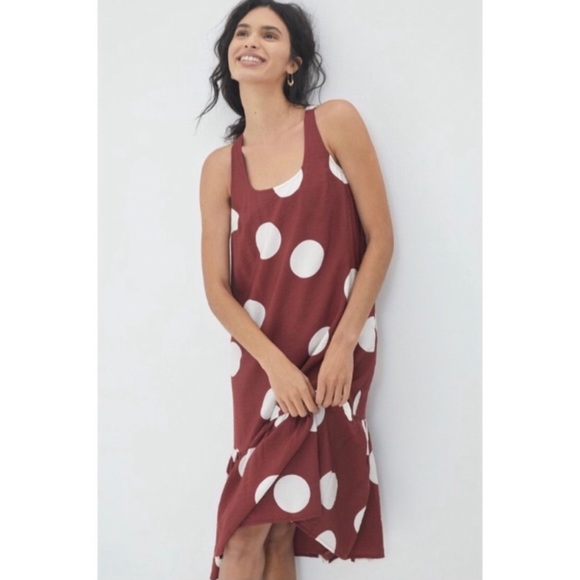 Anthropologie Dress Michaela Flounced Polka Dot Midi Sleeveless Dress XL - Picture 3 of 12